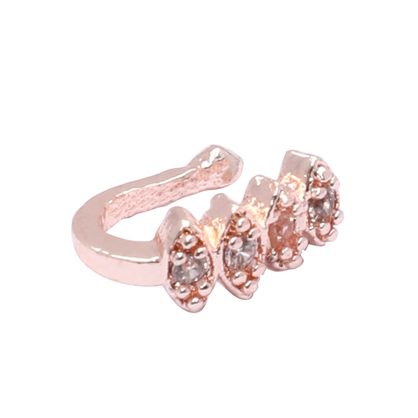 Opal Touch - AD CZ Diamond Pressing Rose Gold Nose Pin (1 CM) - Nose Pin