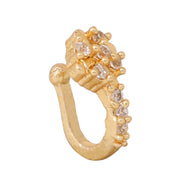 Opal Touch - AD CZ Flower Pressing Golden Nose Pin (1 CM) - Nose Pin