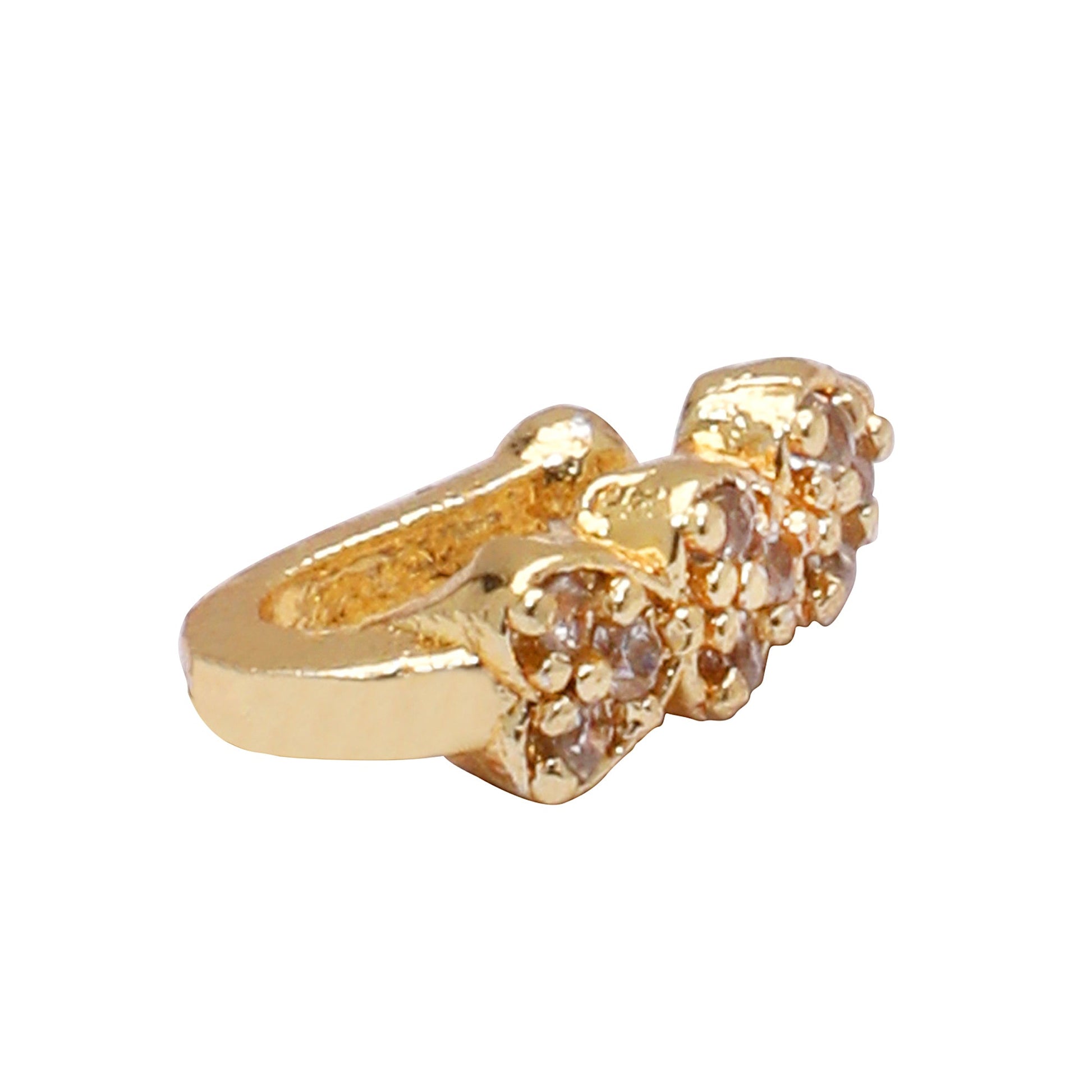 Opal Touch - AD CZ Heart Pressing Golden Nose Pin (1 CM) - Nose Pin