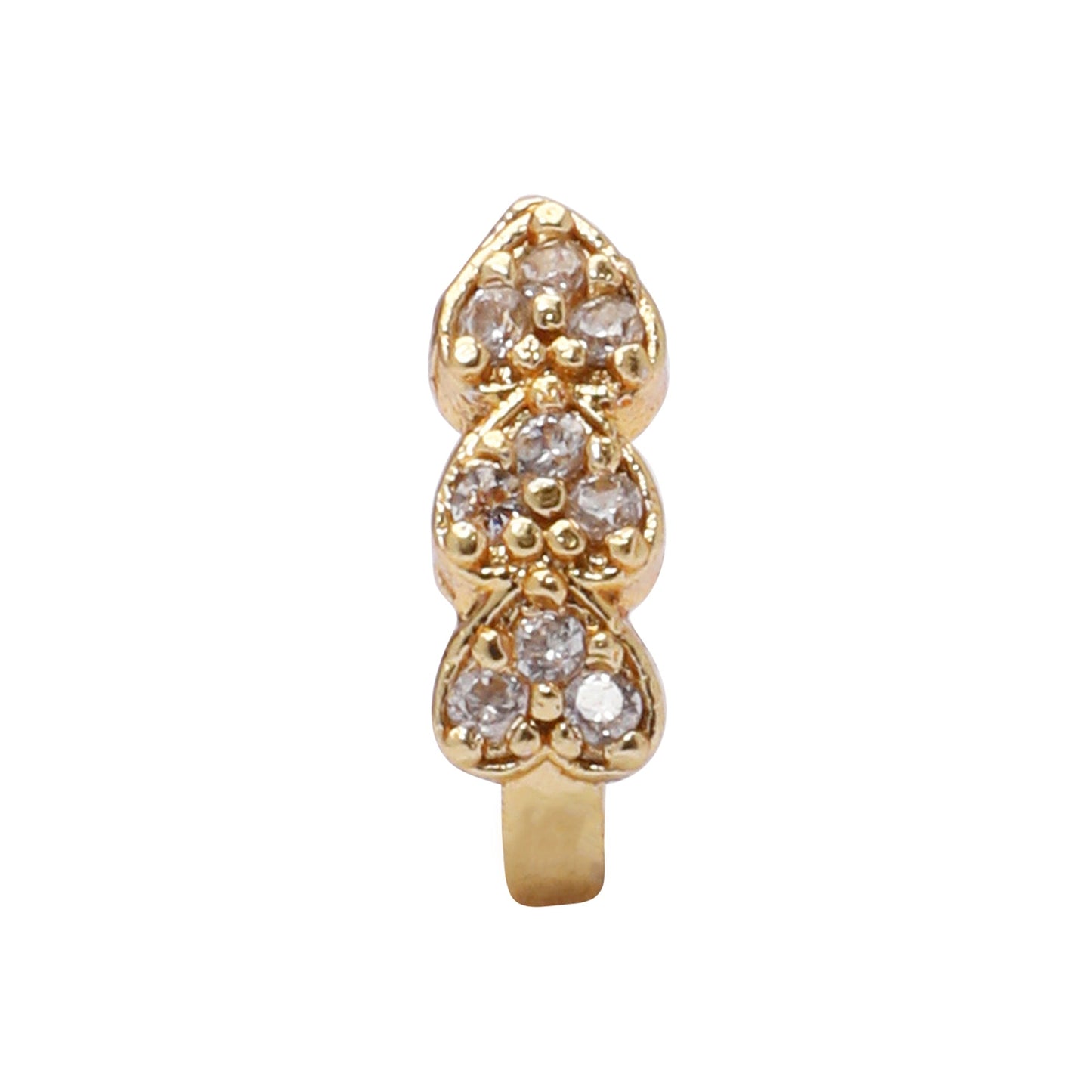 Opal Touch - AD CZ Heart Pressing Golden Nose Pin (1 CM) - Nose Pin