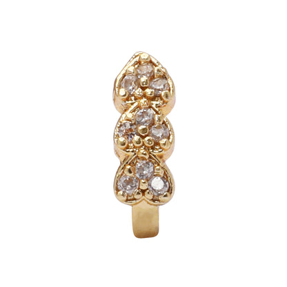 Opal Touch - AD CZ Heart Pressing Golden Nose Pin (1 CM) - Nose Pin