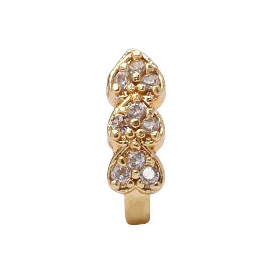 Opal Touch - AD CZ Heart Pressing Golden Nose Pin (1 CM) - Nose Pin