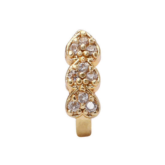 Opal Touch - AD CZ Heart Pressing Golden Nose Pin (1 CM) - Nose Pin