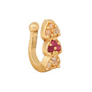 Opal Touch - AD CZ Heart Pressing Golden Nose Pin (1 CM) - Nose Pin