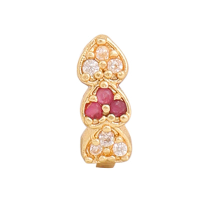 Opal Touch - AD CZ Heart Pressing Golden Nose Pin (1 CM) - Nose Pin