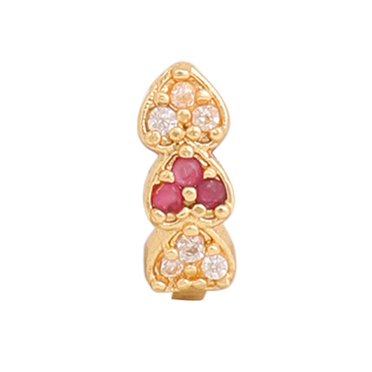 Opal Touch - AD CZ Heart Pressing Golden Nose Pin (1 CM) - Nose Pin