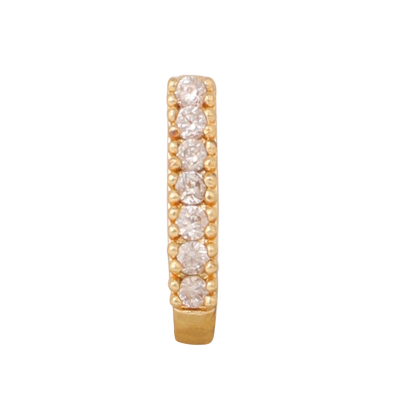Opal Touch - AD CZ Line Pressing Golden Nose Pin (1 CM) - Nose Pin