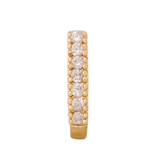 Opal Touch - AD CZ Line Pressing Golden Nose Pin (1 CM) - Nose Pin