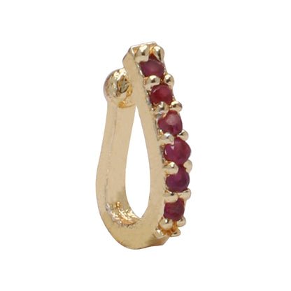 Opal Touch - AD CZ Line Pressing Golden Nose Pin (1 CM) - Nose Pin