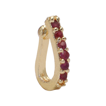 Opal Touch - AD CZ Line Pressing Golden Nose Pin (1 CM) - Nose Pin