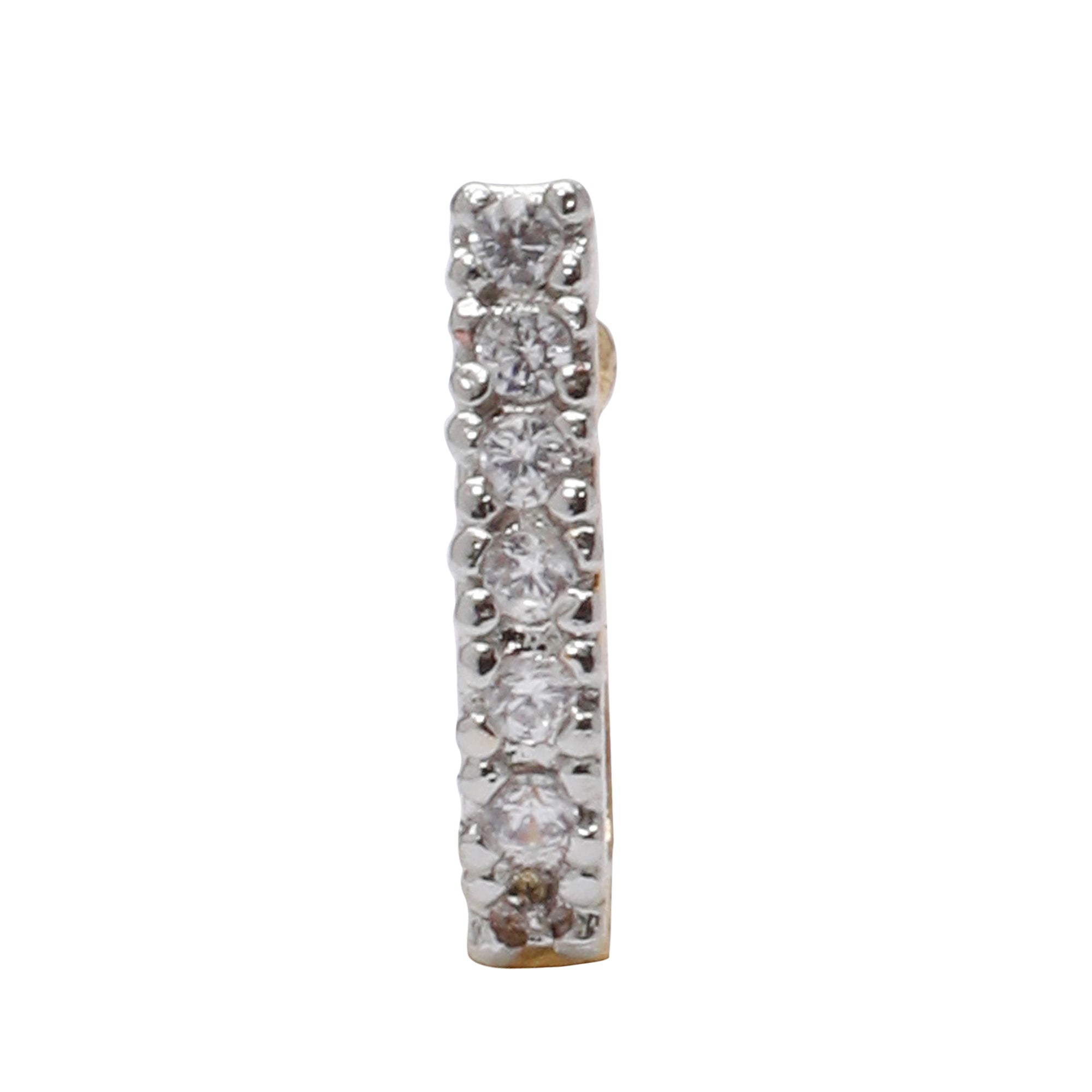 Opal Touch - AD CZ Line Pressing Two Tone Nose Pin (1 CM) - Nose Pin