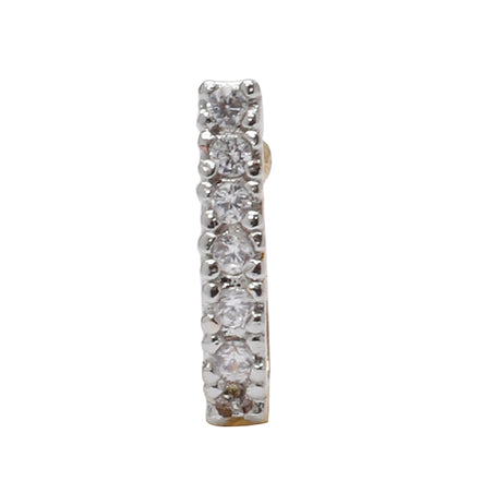 Opal Touch - AD CZ Line Pressing Two Tone Nose Pin (1 CM) - Nose Pin