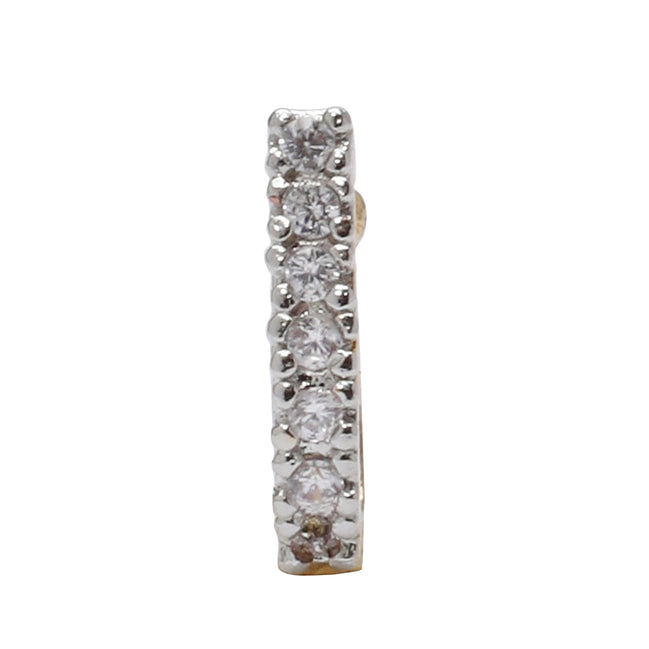 Opal Touch - AD CZ Line Pressing Two Tone Nose Pin (1 CM) - Nose Pin