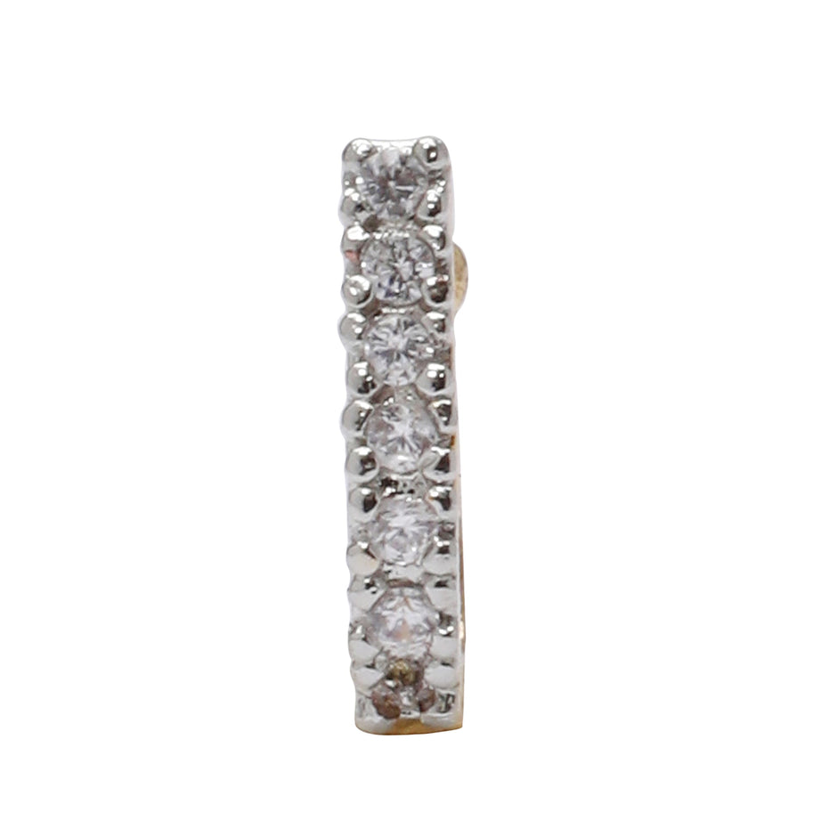 Opal Touch - AD CZ Line Pressing Two Tone Nose Pin (1 CM) - Nose Pin