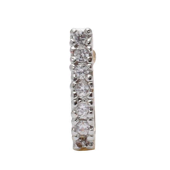 Opal Touch - AD CZ Line Pressing Two Tone Nose Pin (1 CM) - Nose Pin