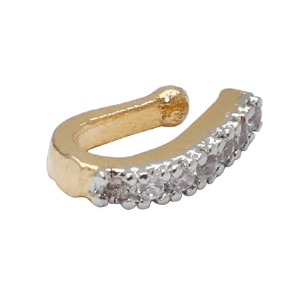 Opal Touch - AD CZ Line Pressing Two Tone Nose Pin (1 CM) - Nose Pin