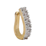Opal Touch - AD CZ Line Pressing Two Tone Nose Pin (1 CM) - Nose Pin