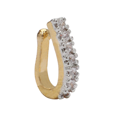 Opal Touch - AD CZ Line Pressing Two Tone Nose Pin (1 CM) - Nose Pin