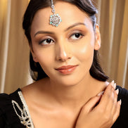 AD Studded Rhodium Plated Maang Tikka - Opal Touch