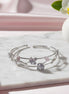 Adjustable Rhodium Leaf Bracelete - Opal Touch