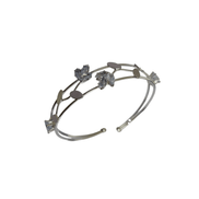 Opal Touch - Adjustable Rhodium Leaf Bracelete - Bracelet