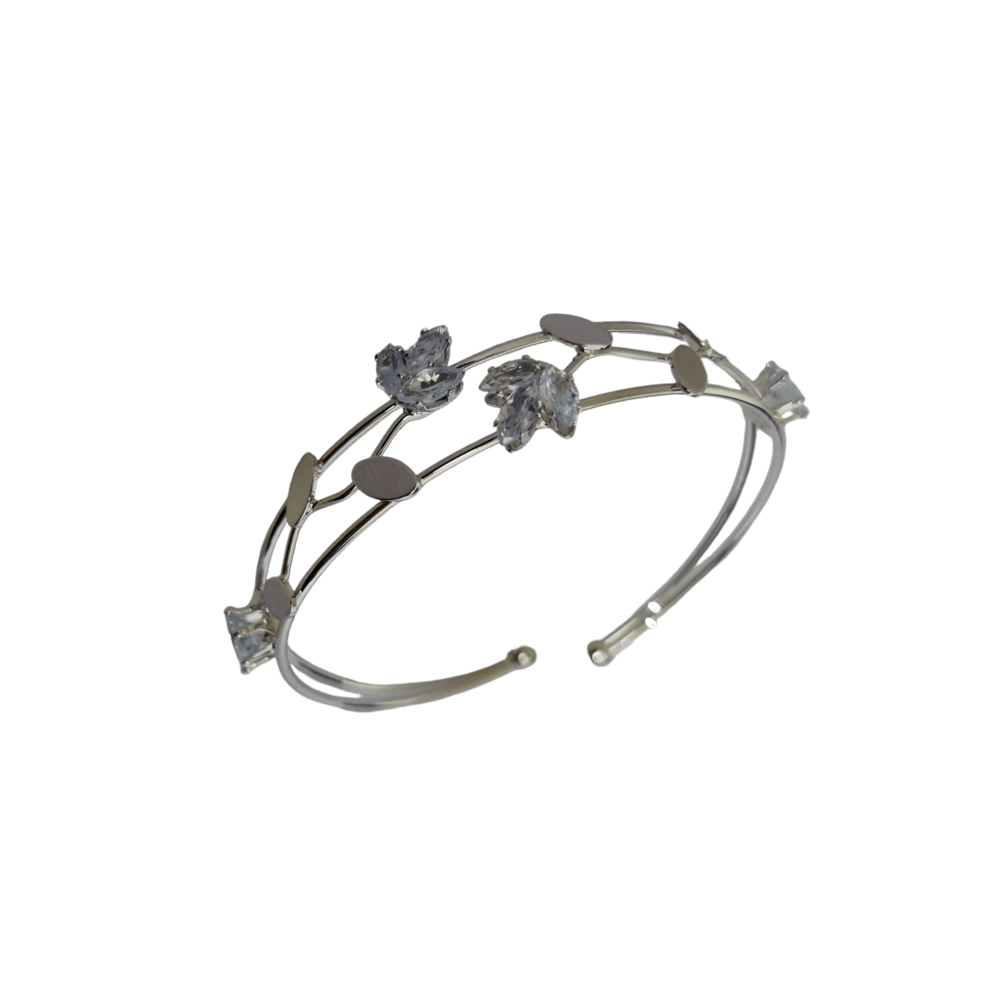 Opal Touch - Adjustable Rhodium Leaf Bracelete - Bracelet