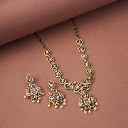 Necklace - Adorable Enchanted Mehendi Plated Necklcace Set - Opal Touch