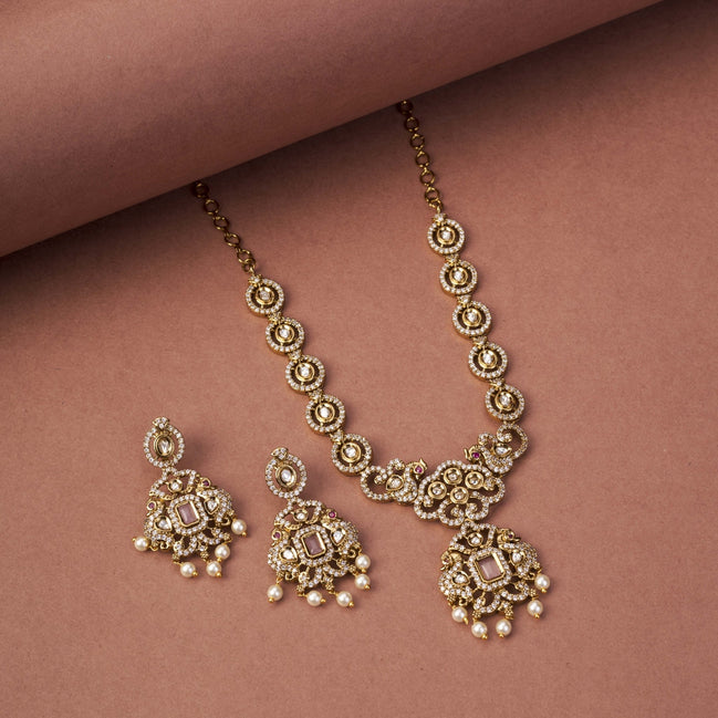 Necklace - Adorable Enchanted Mehendi Plated Necklcace Set - Opal Touch