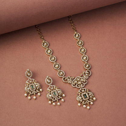 Necklace - Adorable Enchanted Mehendi Plated Necklcace Set - Opal Touch