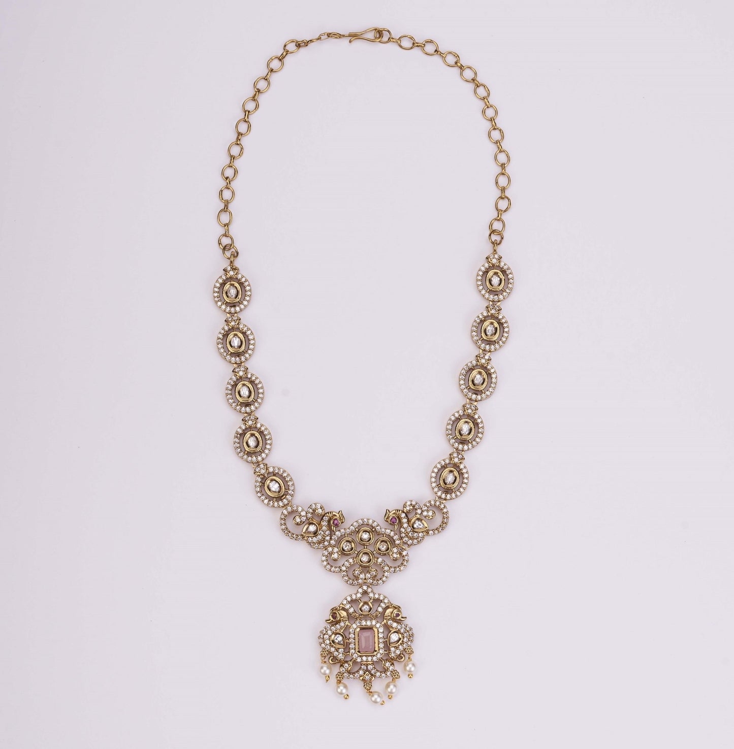 Necklace - Adorable Enchanted Mehendi Plated Necklcace Set - Opal Touch