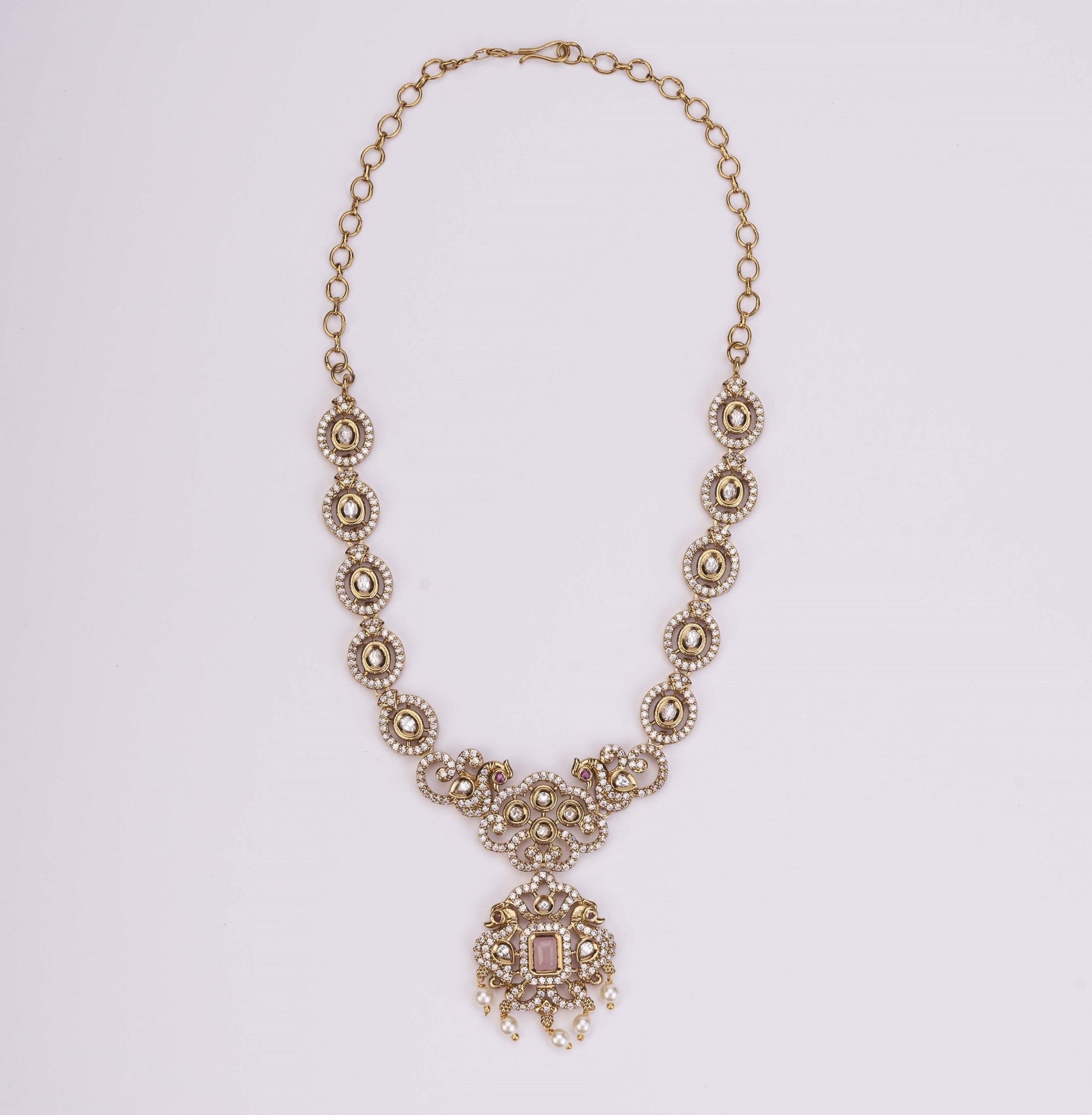 Necklace - Adorable Enchanted Mehendi Plated Necklcace Set - Opal Touch