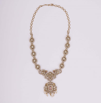 Necklace - Adorable Enchanted Mehendi Plated Necklcace Set - Opal Touch