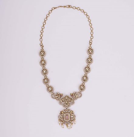 Necklace - Adorable Enchanted Mehendi Plated Necklcace Set - Opal Touch
