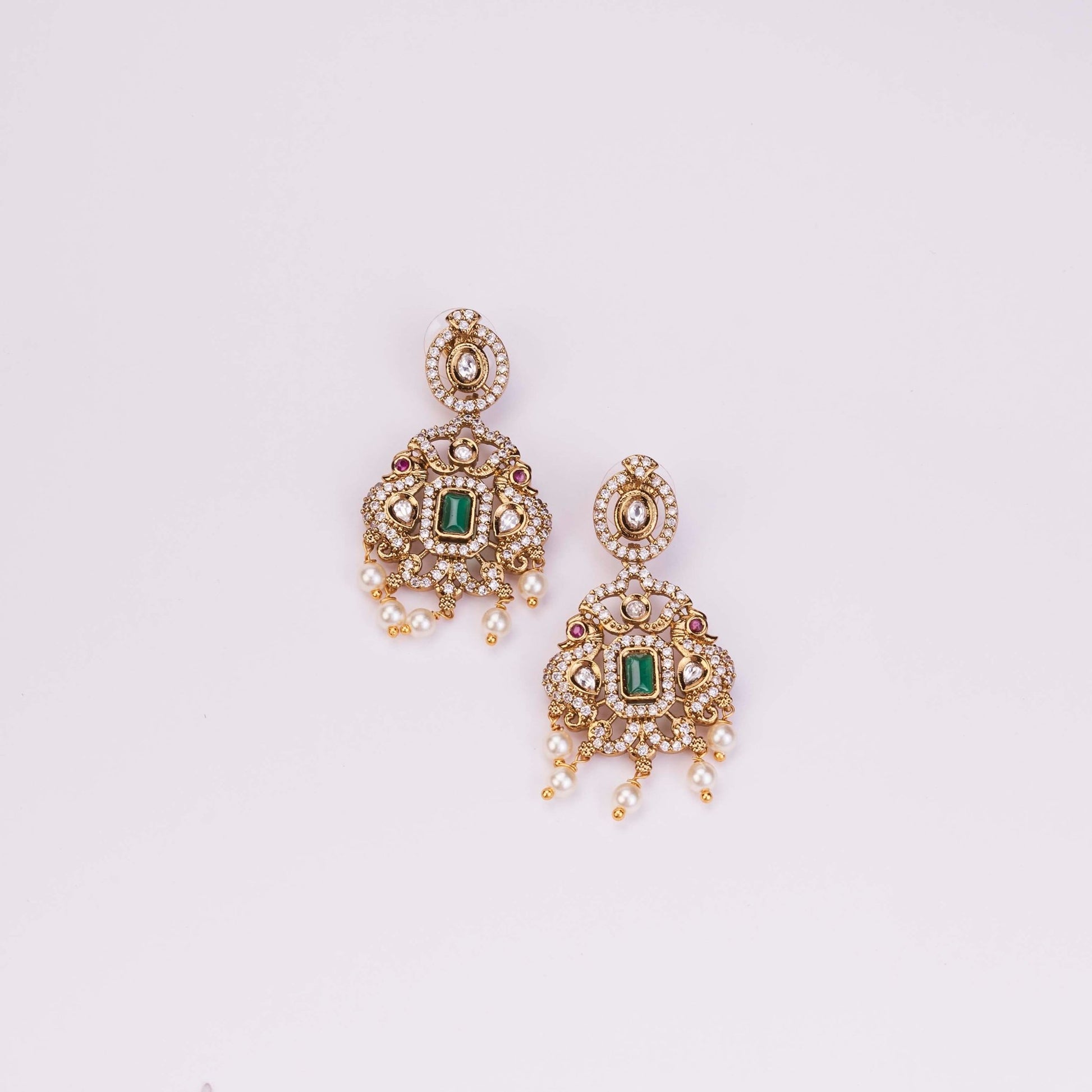 Necklace - Adorable Enchanted Mehendi Plated Necklcace Set - Opal Touch