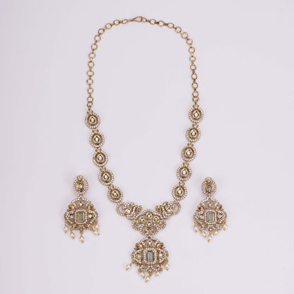 Necklace - Adorable Enchanted Mehendi Plated Necklcace Set - Opal Touch