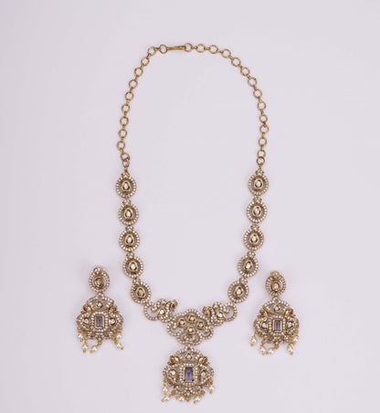 Necklace - Adorable Enchanted Mehendi Plated Necklcace Set - Opal Touch