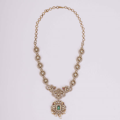 Necklace - Adorable Enchanted Mehendi Plated Necklcace Set - Opal Touch