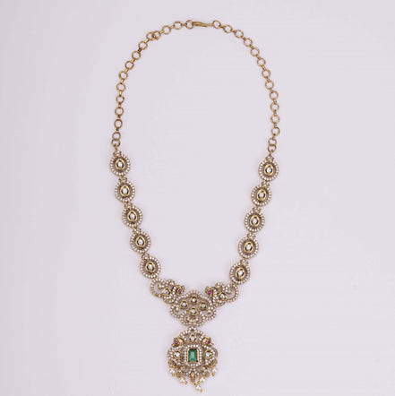 Necklace - Adorable Enchanted Mehendi Plated Necklcace Set - Opal Touch