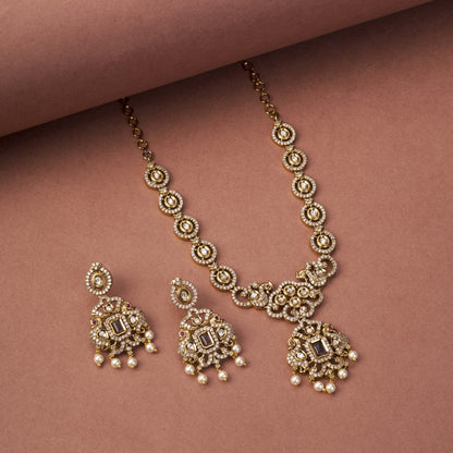 Necklace - Adorable Enchanted Mehendi Plated Necklcace Set - Opal Touch