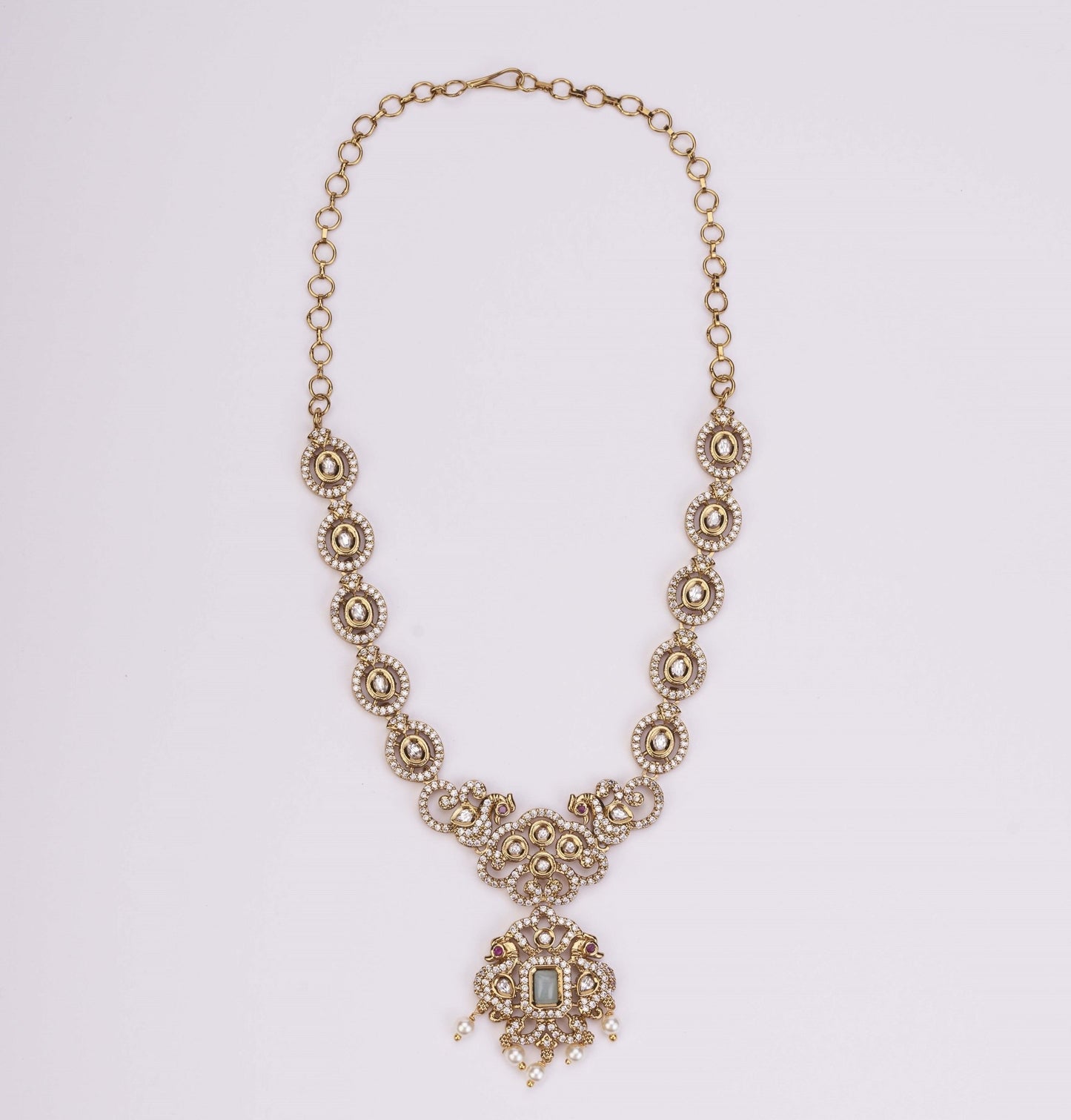 Necklace - Adorable Enchanted Mehendi Plated Necklcace Set - Opal Touch