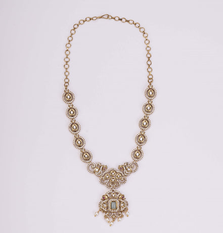 Necklace - Adorable Enchanted Mehendi Plated Necklcace Set - Opal Touch
