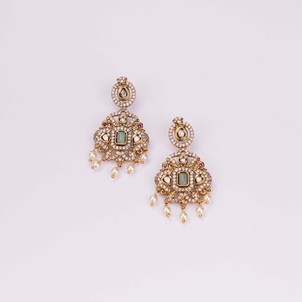 Necklace - Adorable Enchanted Mehendi Plated Necklcace Set - Opal Touch