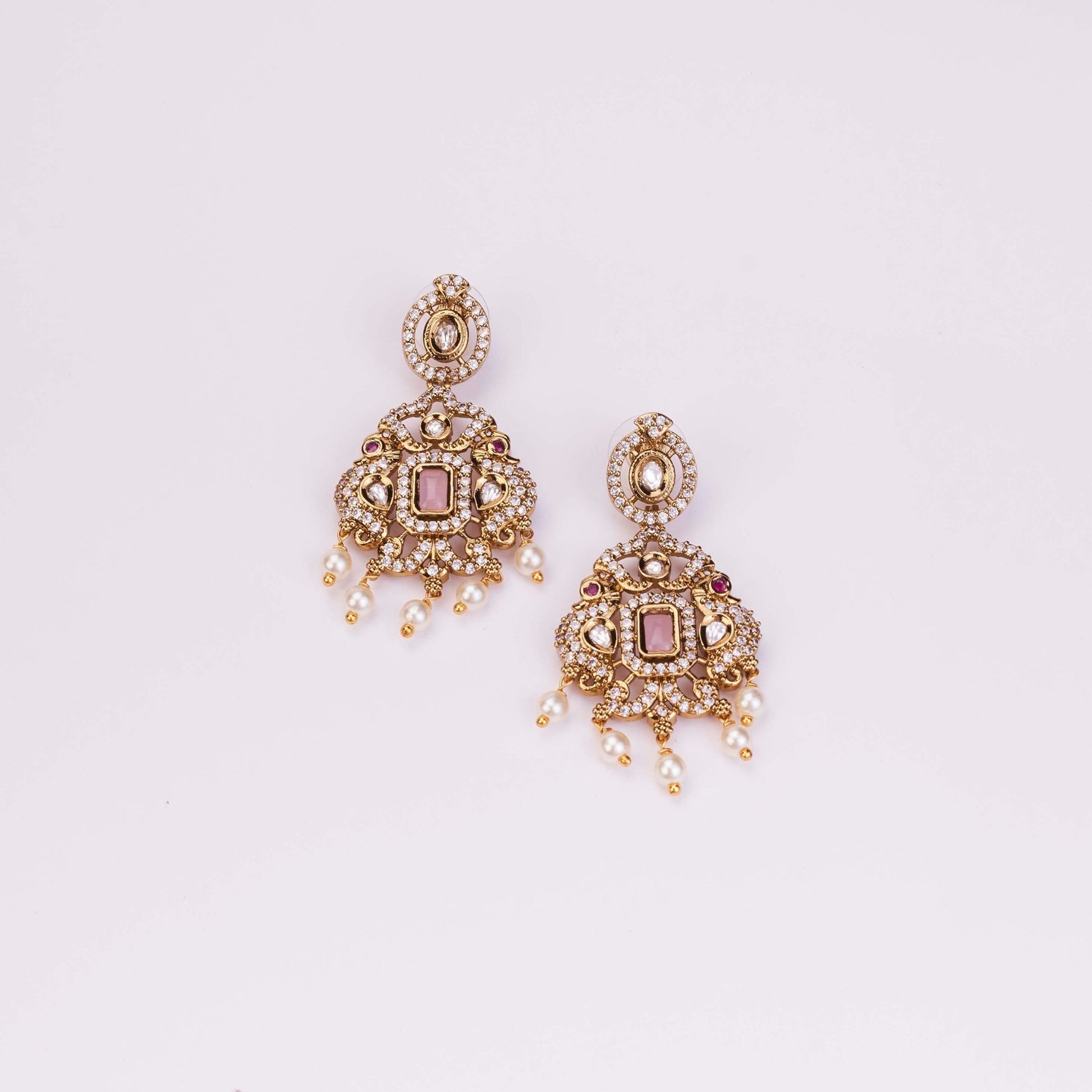 Necklace - Adorable Enchanted Mehendi Plated Necklcace Set - Opal Touch