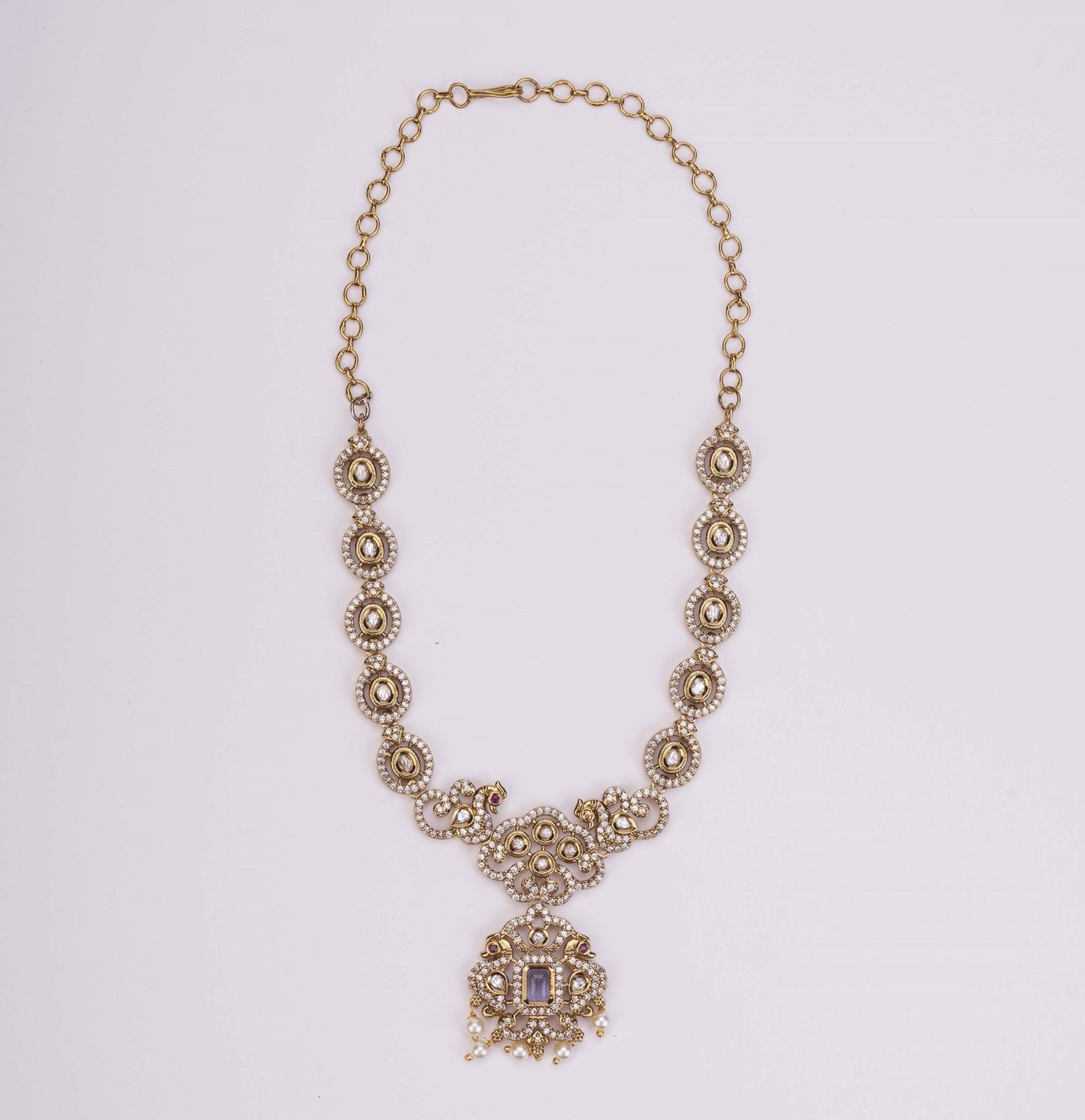 Necklace - Adorable Enchanted Mehendi Plated Necklcace Set - Opal Touch