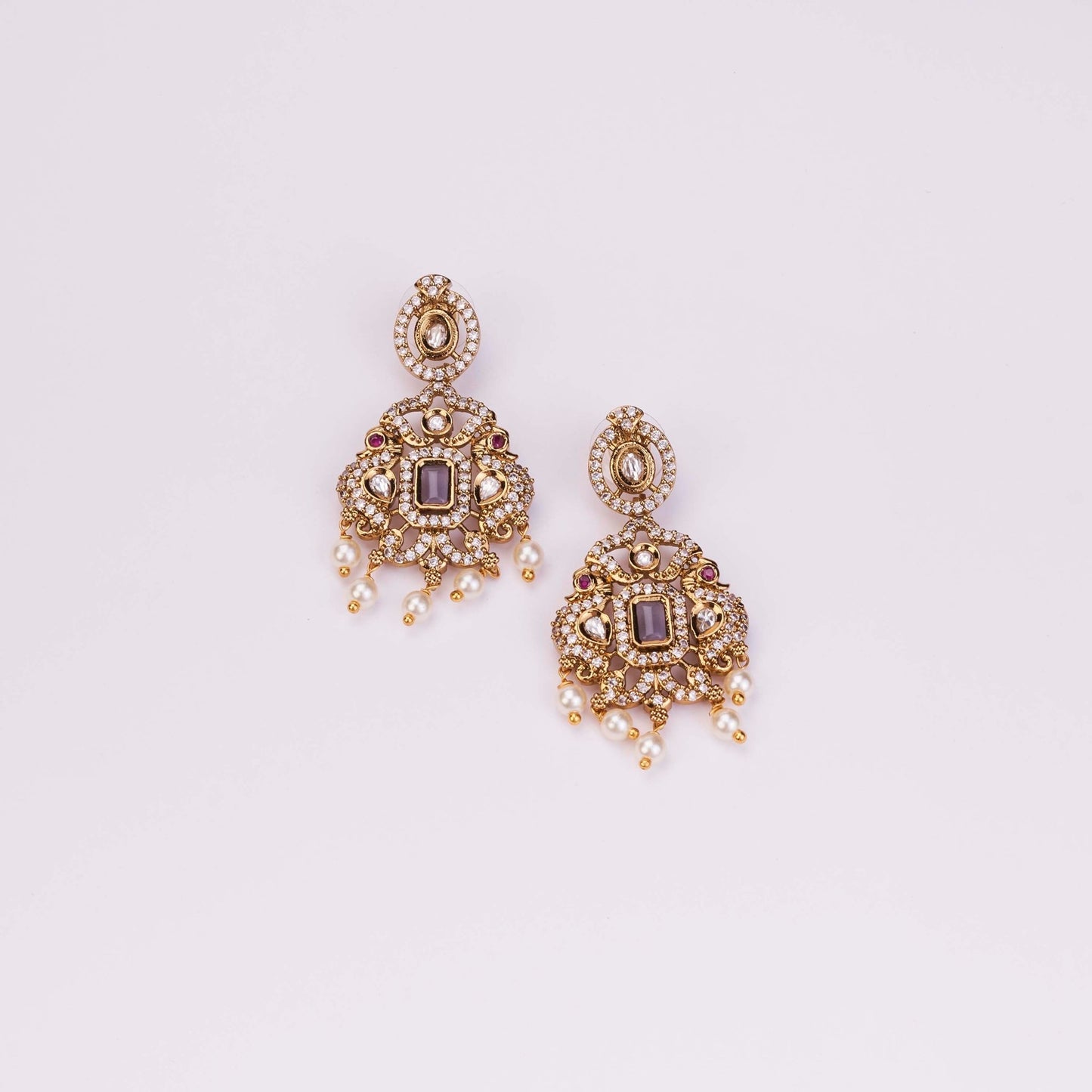 Necklace - Adorable Enchanted Mehendi Plated Necklcace Set - Opal Touch