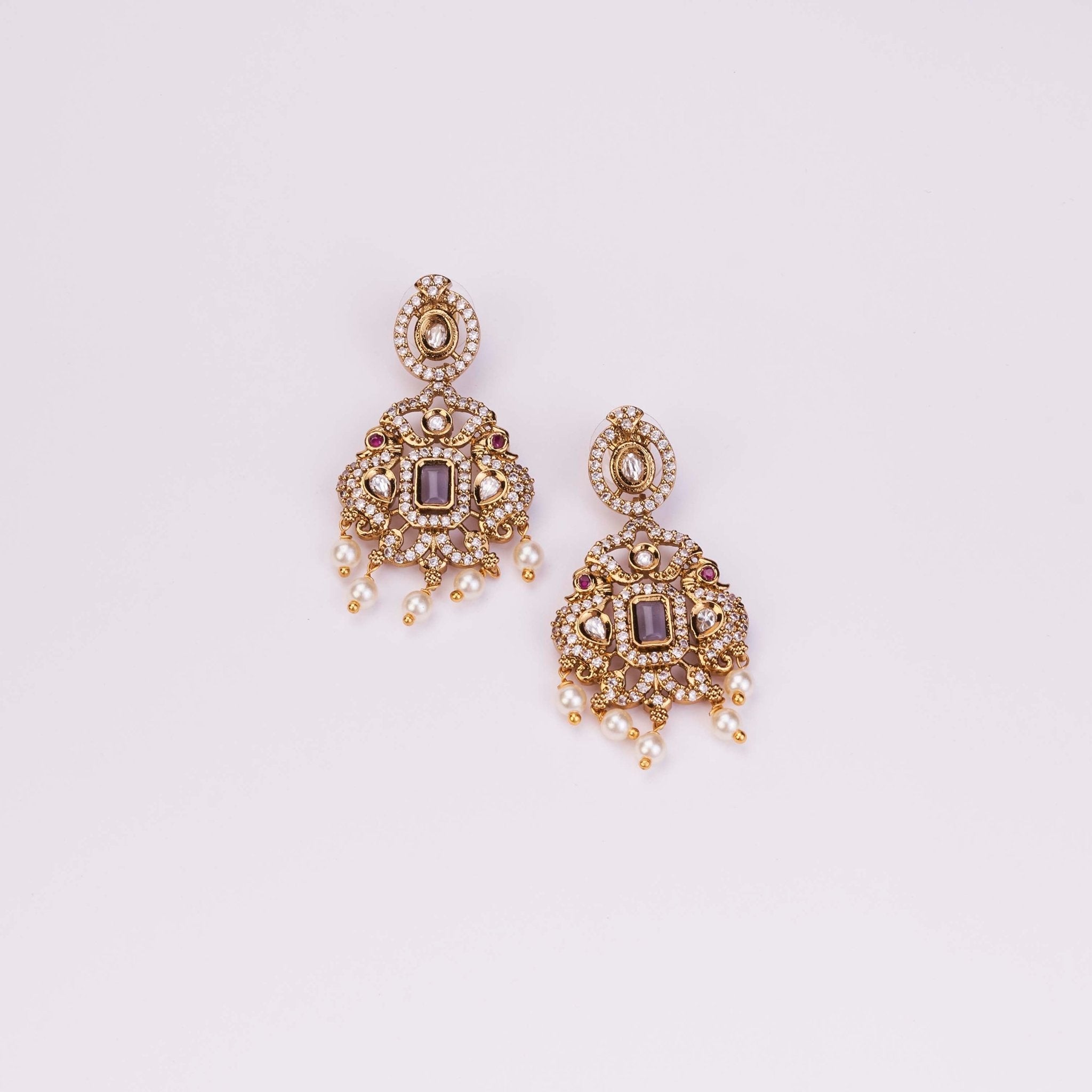 Necklace - Adorable Enchanted Mehendi Plated Necklcace Set - Opal Touch
