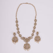 Necklace - Adorable Enchanted Mehendi Plated Necklcace Set - Opal Touch