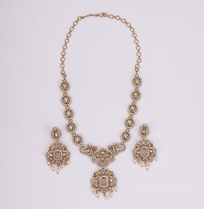 Necklace - Adorable Enchanted Mehendi Plated Necklcace Set - Opal Touch