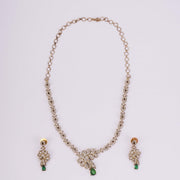 Necklace - Adorned Dewdrop Mehendi Plated Necklace Set - Opal Touch