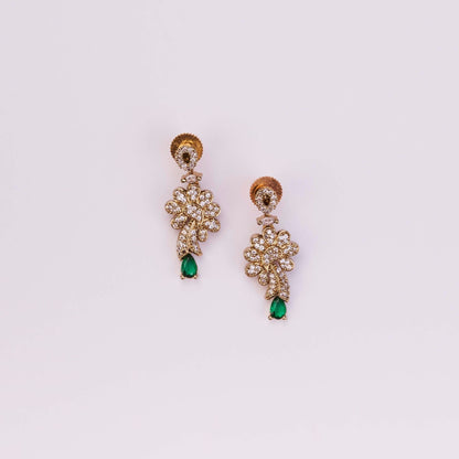 Necklace - Adorned Dewdrop Mehendi Plated Necklace Set - Opal Touch